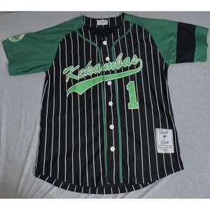 Kekambas Baseball Jersey Mens Medium Black Green Pinstripe Hardball G-Baby Movie
